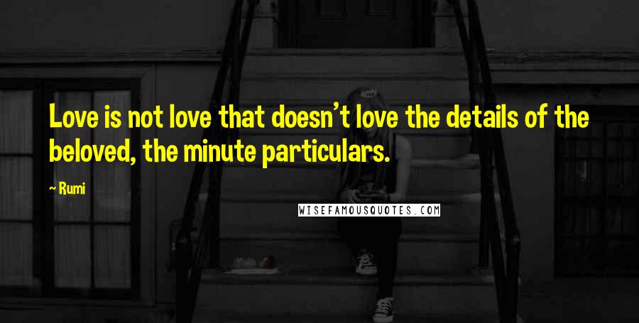 Rumi Quotes: Love is not love that doesn't love the details of the beloved, the minute particulars.