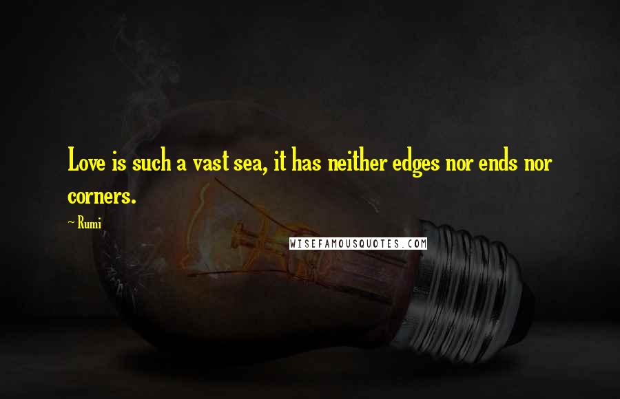 Rumi Quotes: Love is such a vast sea, it has neither edges nor ends nor corners.