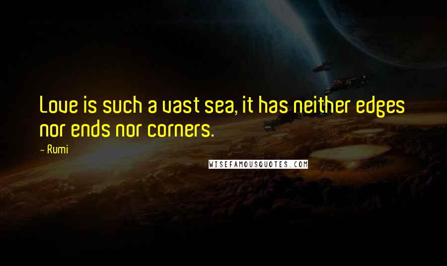 Rumi Quotes: Love is such a vast sea, it has neither edges nor ends nor corners.