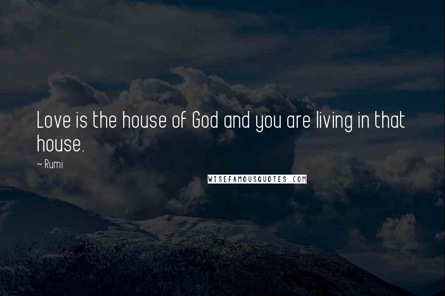 Rumi Quotes: Love is the house of God and you are living in that house.