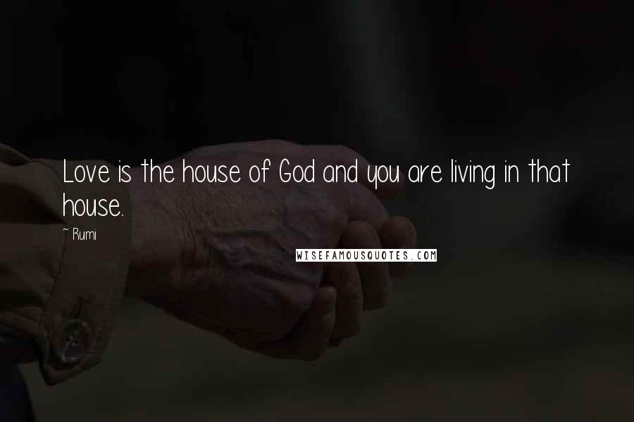 Rumi Quotes: Love is the house of God and you are living in that house.