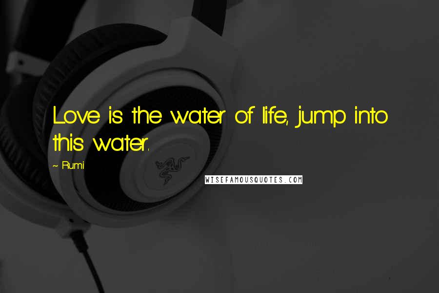 Rumi Quotes: Love is the water of life, jump into this water.