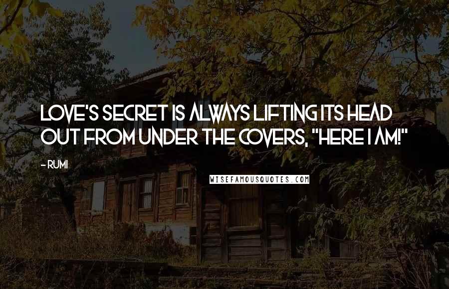 Rumi Quotes: Love's secret is always lifting its head out from under the covers, "Here I am!"