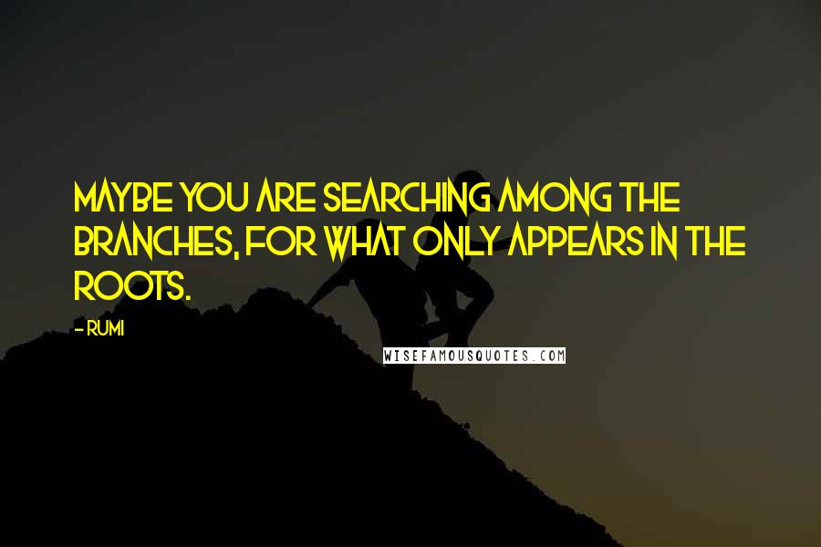 Rumi Quotes: Maybe you are searching among the branches, for what only appears in the roots.