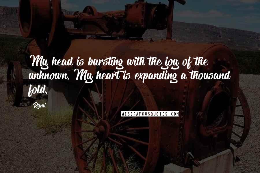 Rumi Quotes: My head is bursting with the joy of the unknown. My heart is expanding a thousand fold.