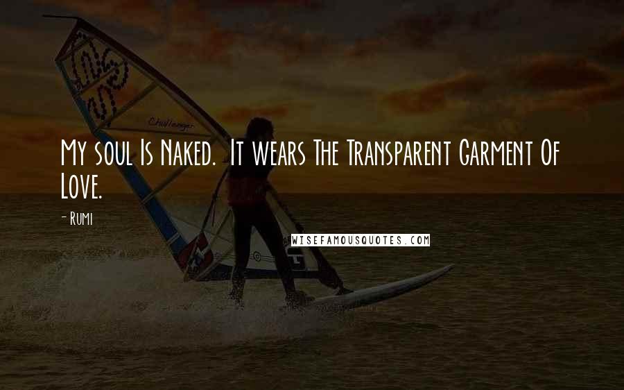 Rumi Quotes: My soul Is Naked. It wears The Transparent Garment Of Love.