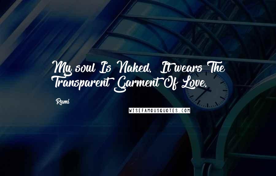 Rumi Quotes: My soul Is Naked. It wears The Transparent Garment Of Love.