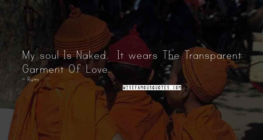 Rumi Quotes: My soul Is Naked. It wears The Transparent Garment Of Love.