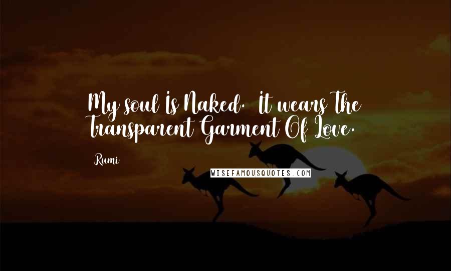Rumi Quotes: My soul Is Naked. It wears The Transparent Garment Of Love.