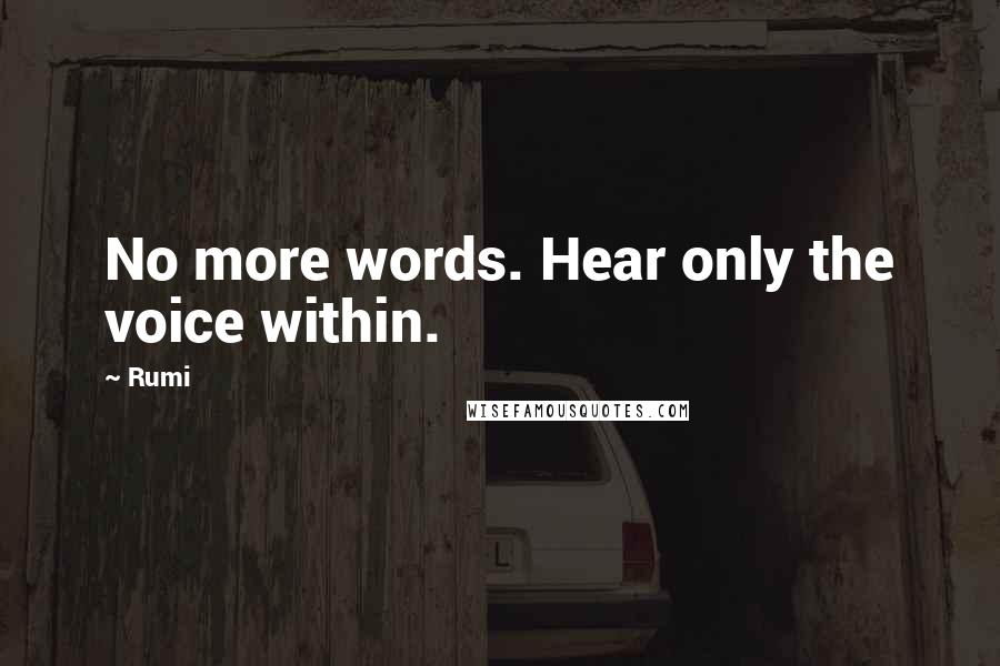 Rumi Quotes: No more words. Hear only the voice within.