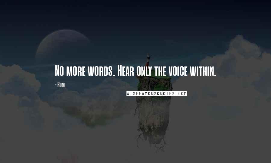 Rumi Quotes: No more words. Hear only the voice within.