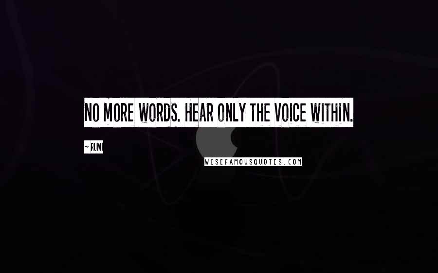 Rumi Quotes: No more words. Hear only the voice within.