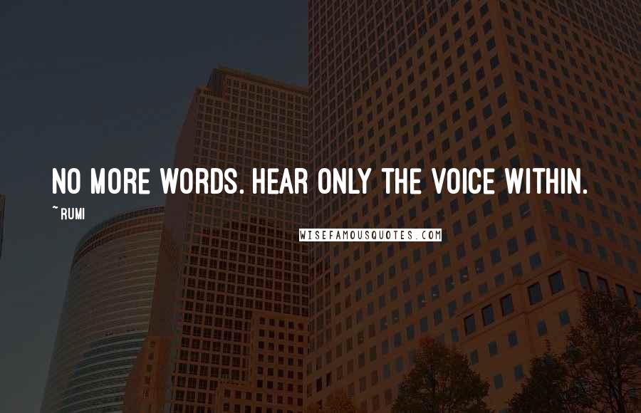 Rumi Quotes: No more words. Hear only the voice within.