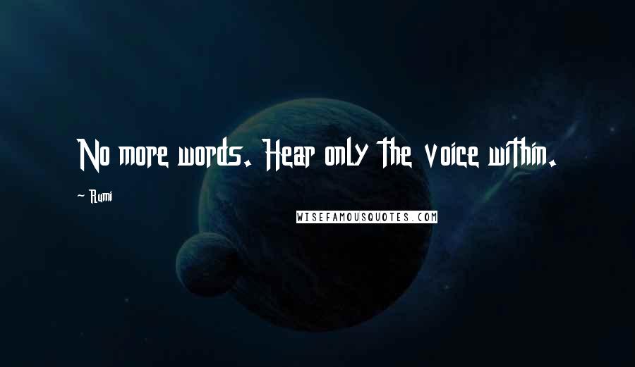 Rumi Quotes: No more words. Hear only the voice within.