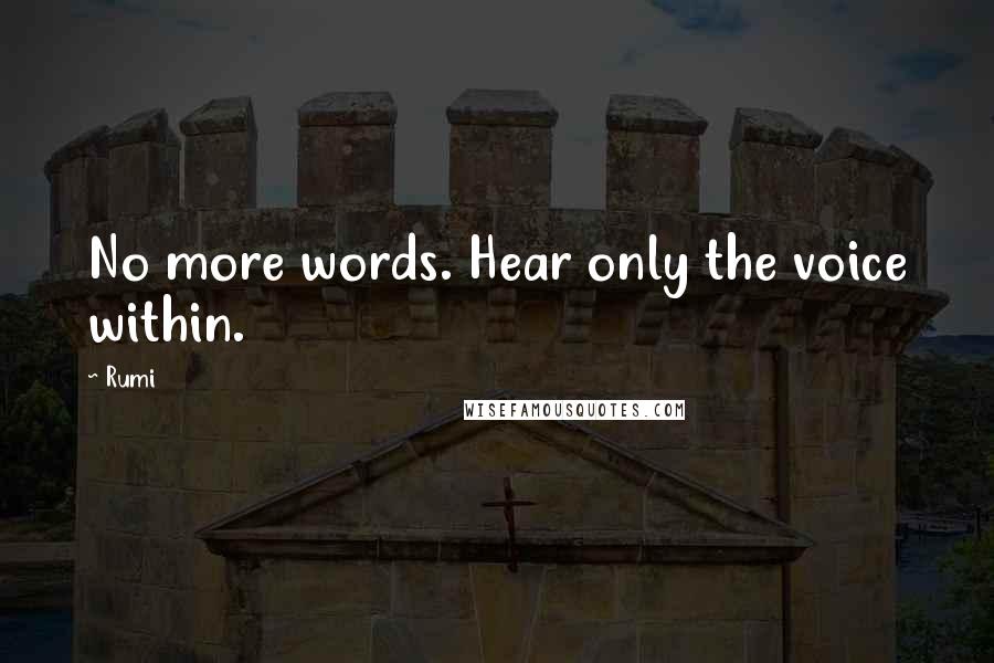 Rumi Quotes: No more words. Hear only the voice within.