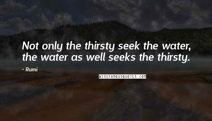 Rumi Quotes: Not only the thirsty seek the water, the water as well seeks the thirsty.