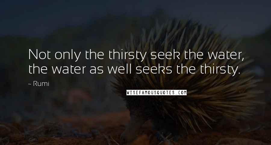 Rumi Quotes: Not only the thirsty seek the water, the water as well seeks the thirsty.