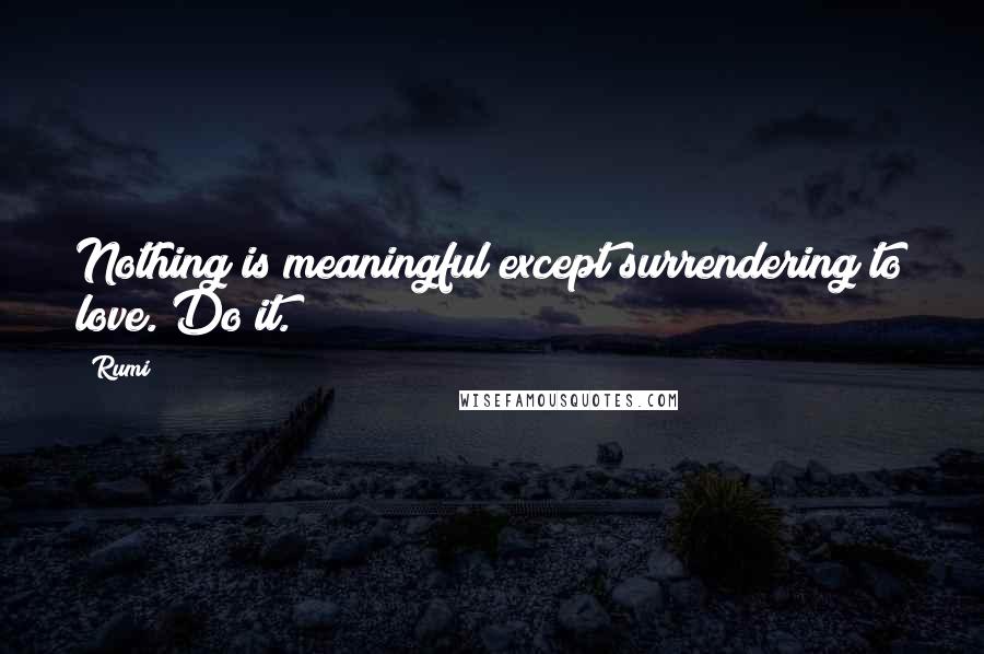 Rumi Quotes: Nothing is meaningful except surrendering to love. Do it.