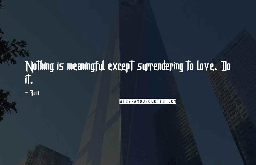 Rumi Quotes: Nothing is meaningful except surrendering to love. Do it.