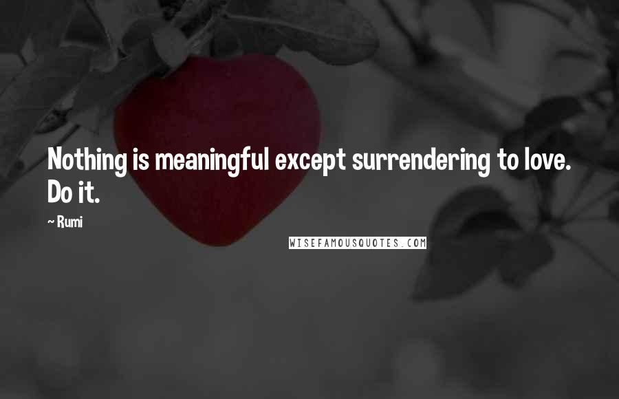 Rumi Quotes: Nothing is meaningful except surrendering to love. Do it.