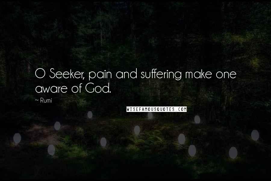 Rumi Quotes: O Seeker, pain and suffering make one aware of God.