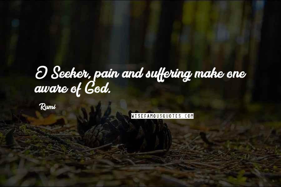 Rumi Quotes: O Seeker, pain and suffering make one aware of God.