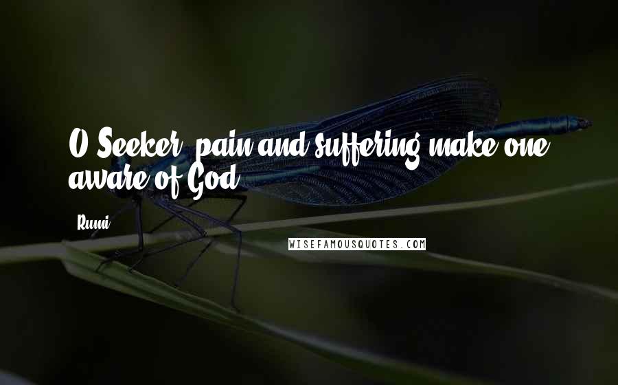 Rumi Quotes: O Seeker, pain and suffering make one aware of God.