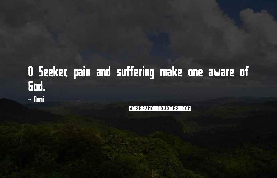 Rumi Quotes: O Seeker, pain and suffering make one aware of God.