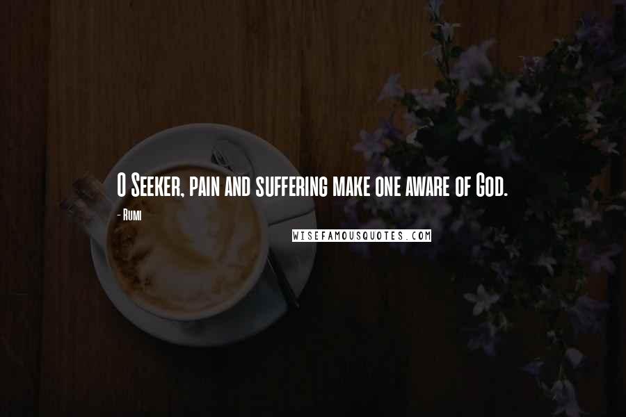 Rumi Quotes: O Seeker, pain and suffering make one aware of God.