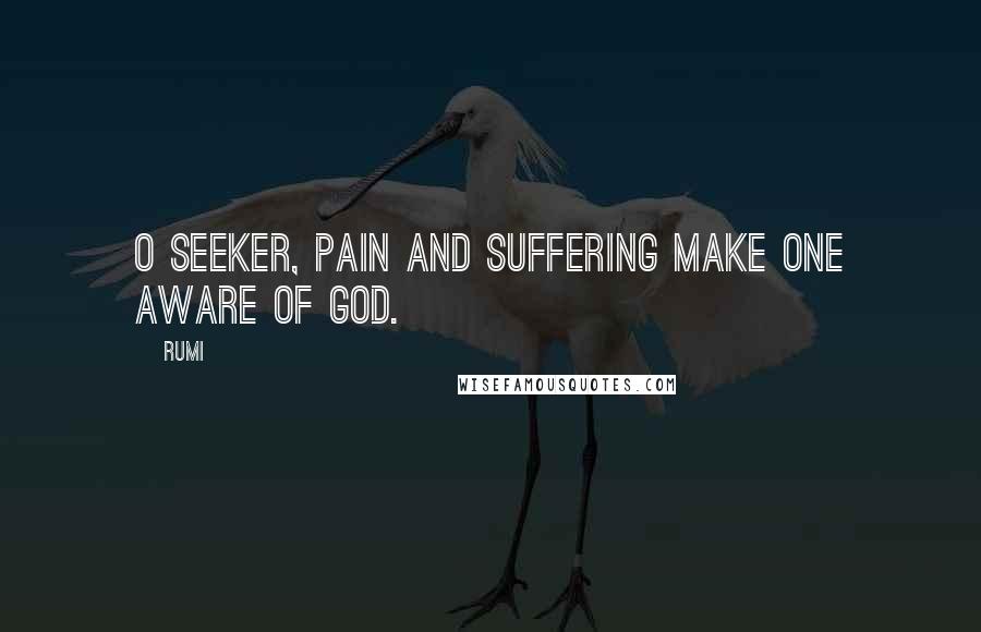 Rumi Quotes: O Seeker, pain and suffering make one aware of God.