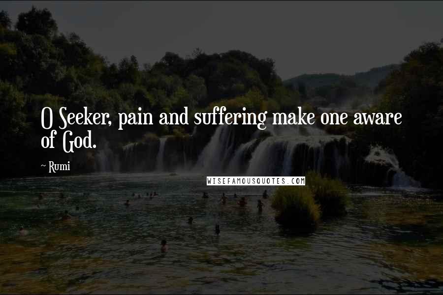 Rumi Quotes: O Seeker, pain and suffering make one aware of God.