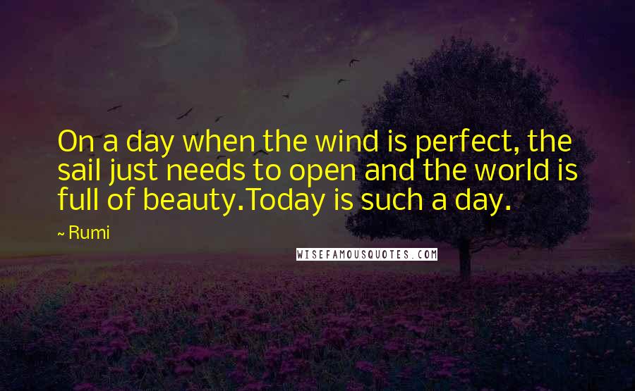 Rumi Quotes: On a day when the wind is perfect, the sail just needs to open and the world is full of beauty.Today is such a day.