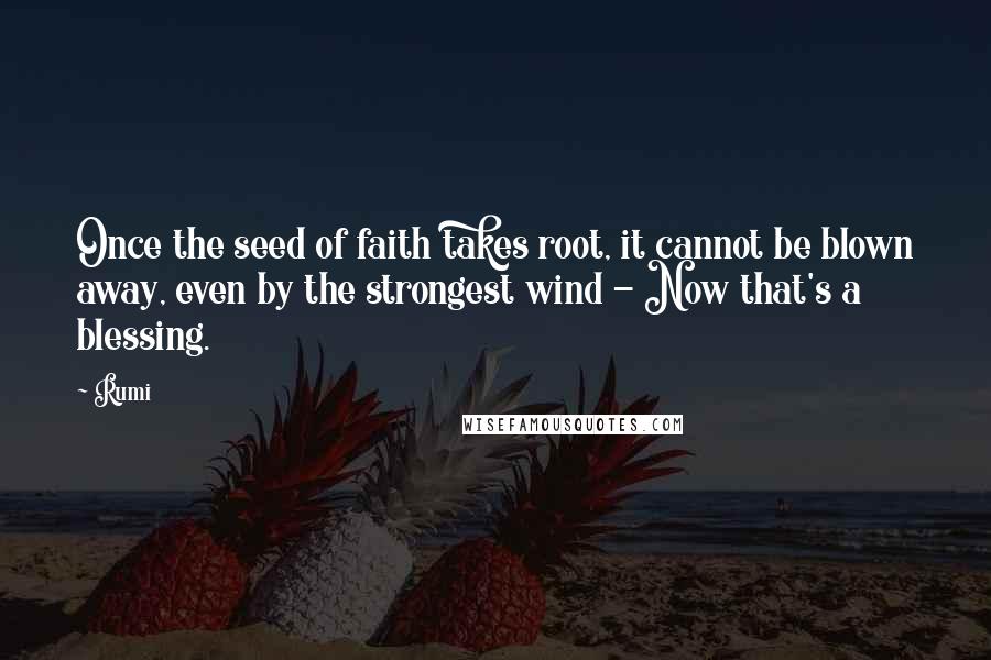 Rumi Quotes: Once the seed of faith takes root, it cannot be blown away, even by the strongest wind - Now that's a blessing.