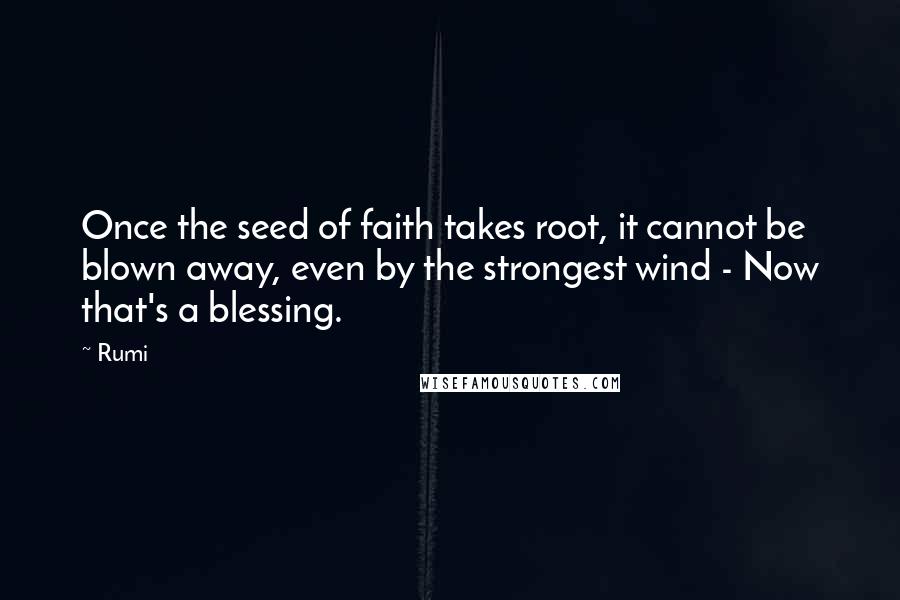 Rumi Quotes: Once the seed of faith takes root, it cannot be blown away, even by the strongest wind - Now that's a blessing.