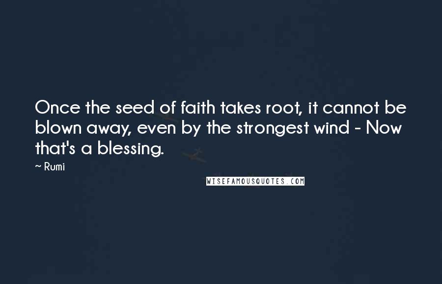 Rumi Quotes: Once the seed of faith takes root, it cannot be blown away, even by the strongest wind - Now that's a blessing.