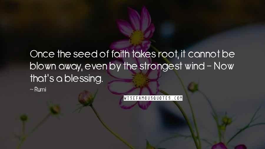 Rumi Quotes: Once the seed of faith takes root, it cannot be blown away, even by the strongest wind - Now that's a blessing.