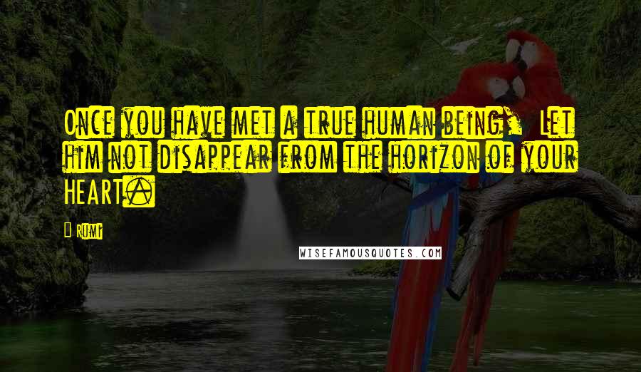 Rumi Quotes: Once you have met a true human being, Let him not disappear from the horizon of your HEART.