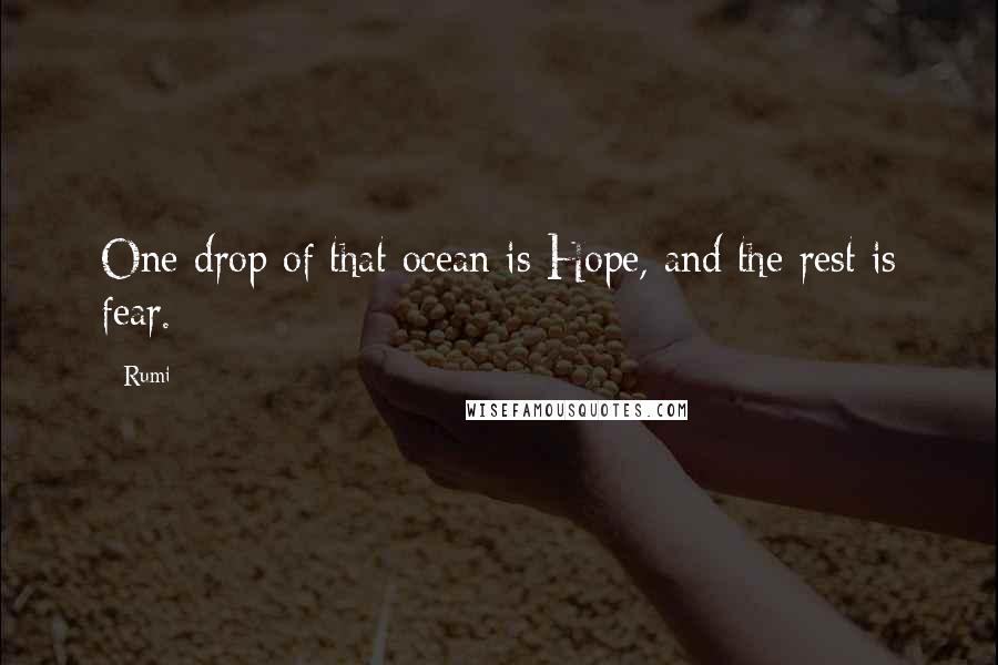 Rumi Quotes: One drop of that ocean is Hope, and the rest is fear.