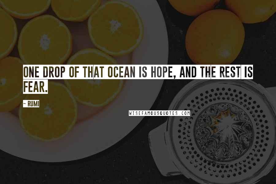 Rumi Quotes: One drop of that ocean is Hope, and the rest is fear.