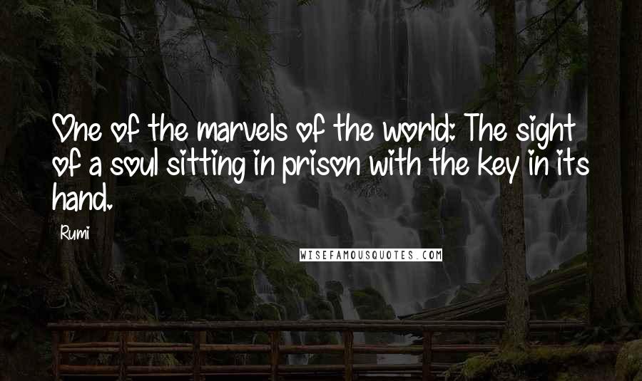 Rumi Quotes: One of the marvels of the world: The sight of a soul sitting in prison with the key in its hand.