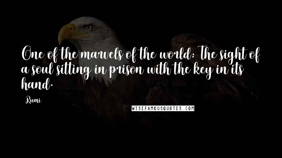 Rumi Quotes: One of the marvels of the world: The sight of a soul sitting in prison with the key in its hand.