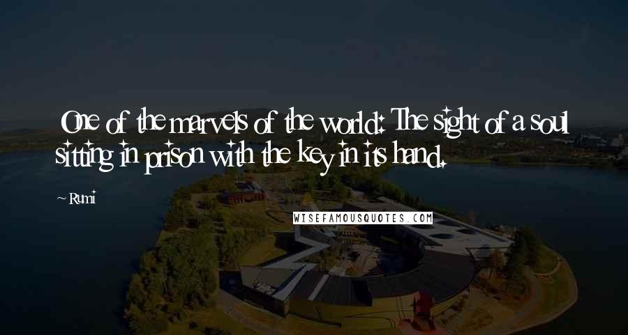 Rumi Quotes: One of the marvels of the world: The sight of a soul sitting in prison with the key in its hand.
