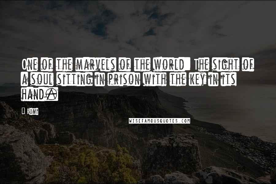 Rumi Quotes: One of the marvels of the world: The sight of a soul sitting in prison with the key in its hand.