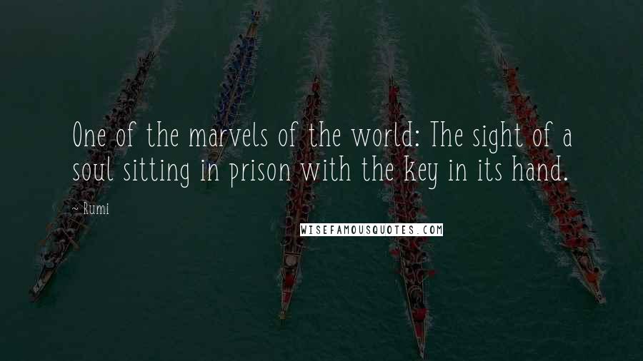 Rumi Quotes: One of the marvels of the world: The sight of a soul sitting in prison with the key in its hand.