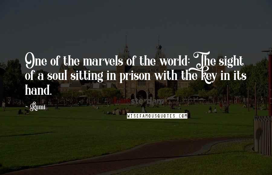 Rumi Quotes: One of the marvels of the world: The sight of a soul sitting in prison with the key in its hand.