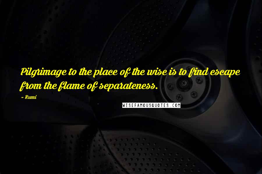 Rumi Quotes: Pilgrimage to the place of the wise is to find escape from the flame of separateness.