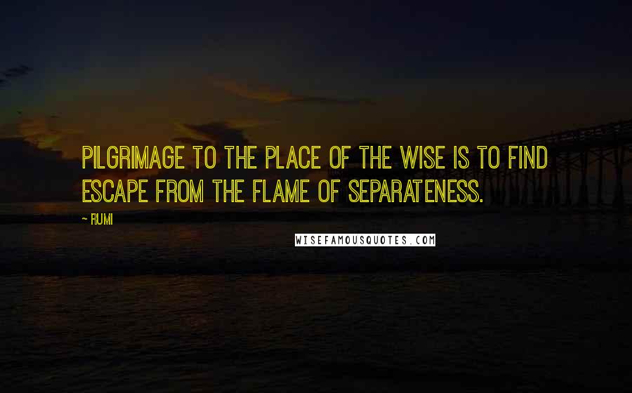 Rumi Quotes: Pilgrimage to the place of the wise is to find escape from the flame of separateness.