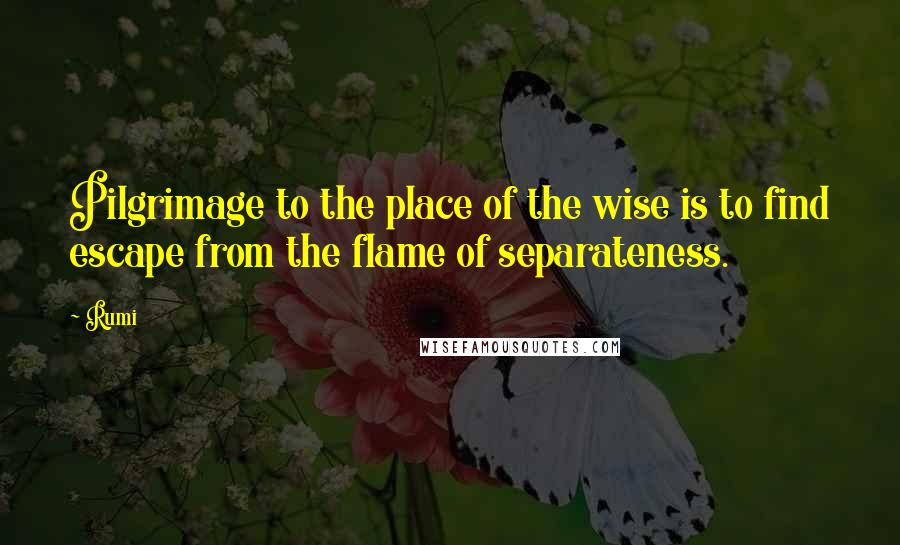 Rumi Quotes: Pilgrimage to the place of the wise is to find escape from the flame of separateness.