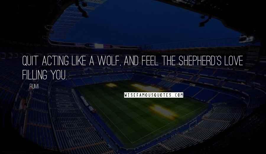 Rumi Quotes: Quit acting like a wolf, and feel the shepherd's love filling you.
