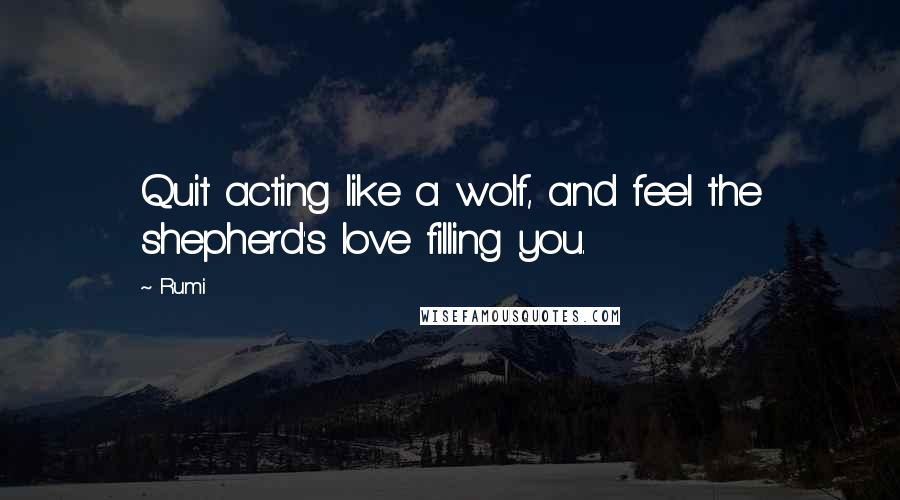 Rumi Quotes: Quit acting like a wolf, and feel the shepherd's love filling you.